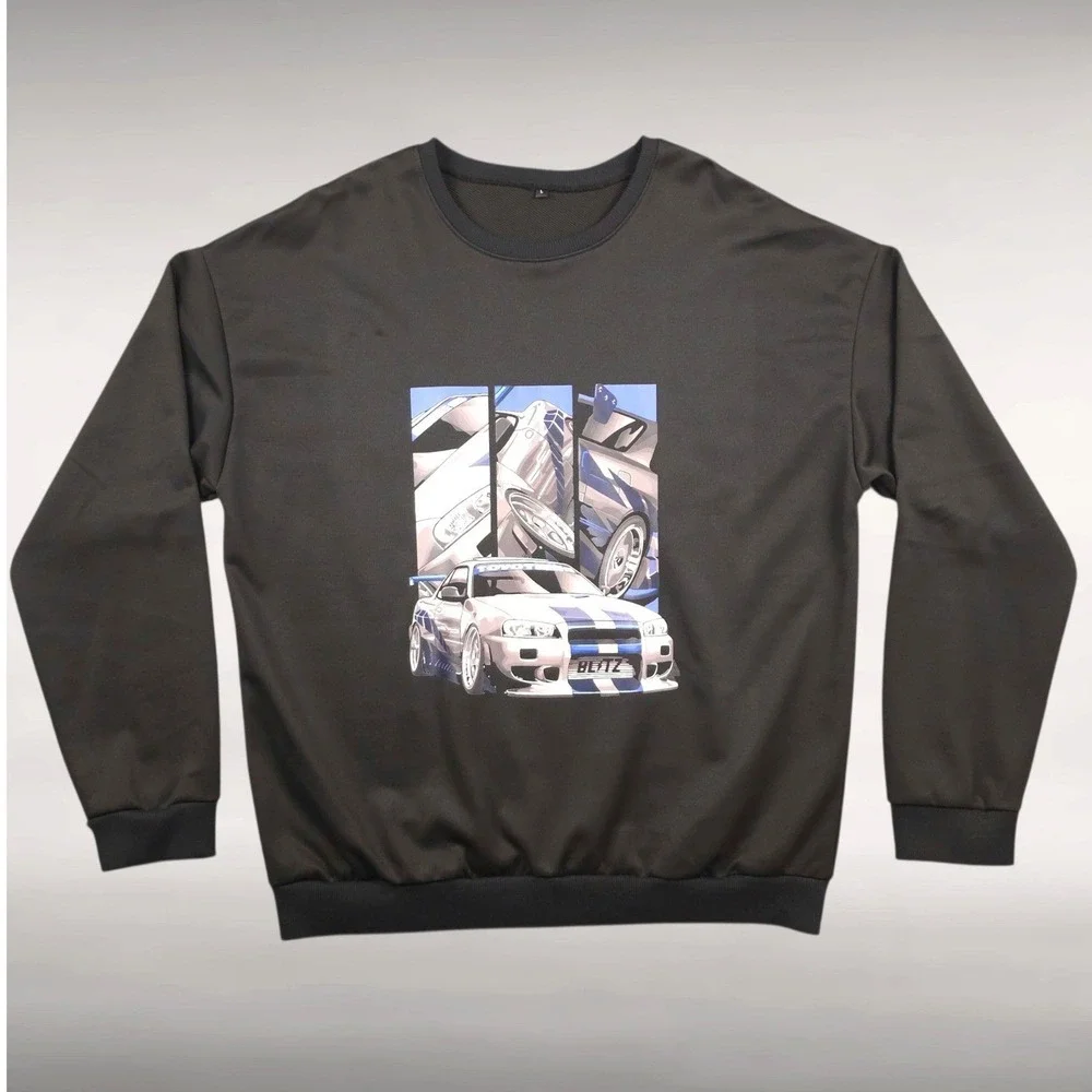 JDM Nissan Skyline GT-R R34 Racing Graphic Streetwear Sweatshirt Mens L Unisex